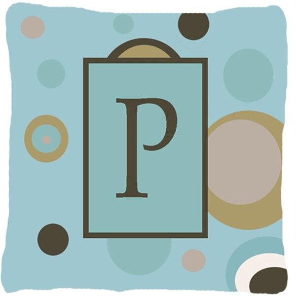 Carolines Treasures Carolines Treasures CJ1013-PPW1414 Monogram - Initial P Blue Dots Indoor & Outdoor Decorative Fabric Pillow - 14 x 14 in. - CJ1013-PPW1414
