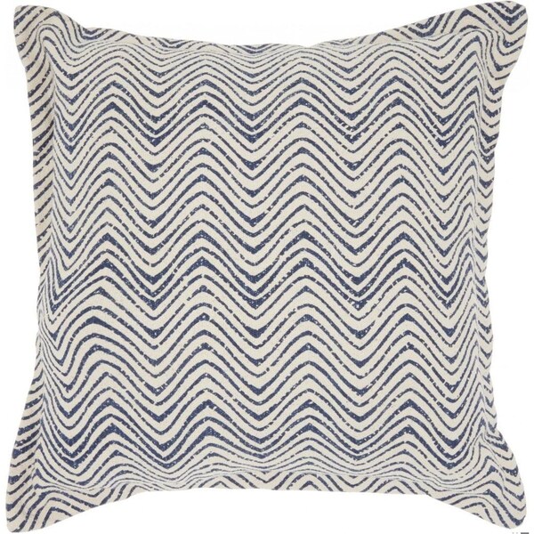 Homeroots 20 x 20 in. Indigo & Ivory Waves Throw Pillow - 386098