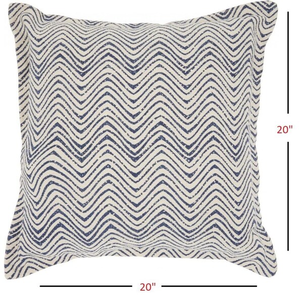 Homeroots 20 x 20 in. Indigo & Ivory Waves Throw Pillow - 386098