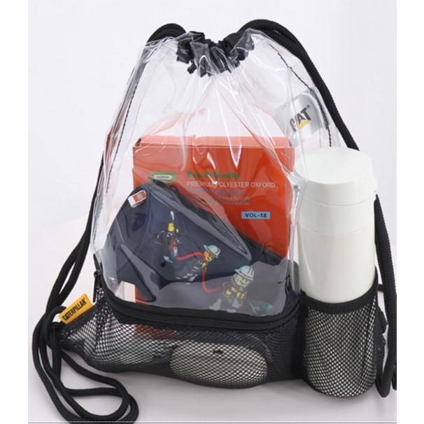 CAT Soft Bag, 13 in., 2 Pockets, Transparency, 100% Clear PVC, Drawstring Bag, Large Capacity, Easy Clean - 84729