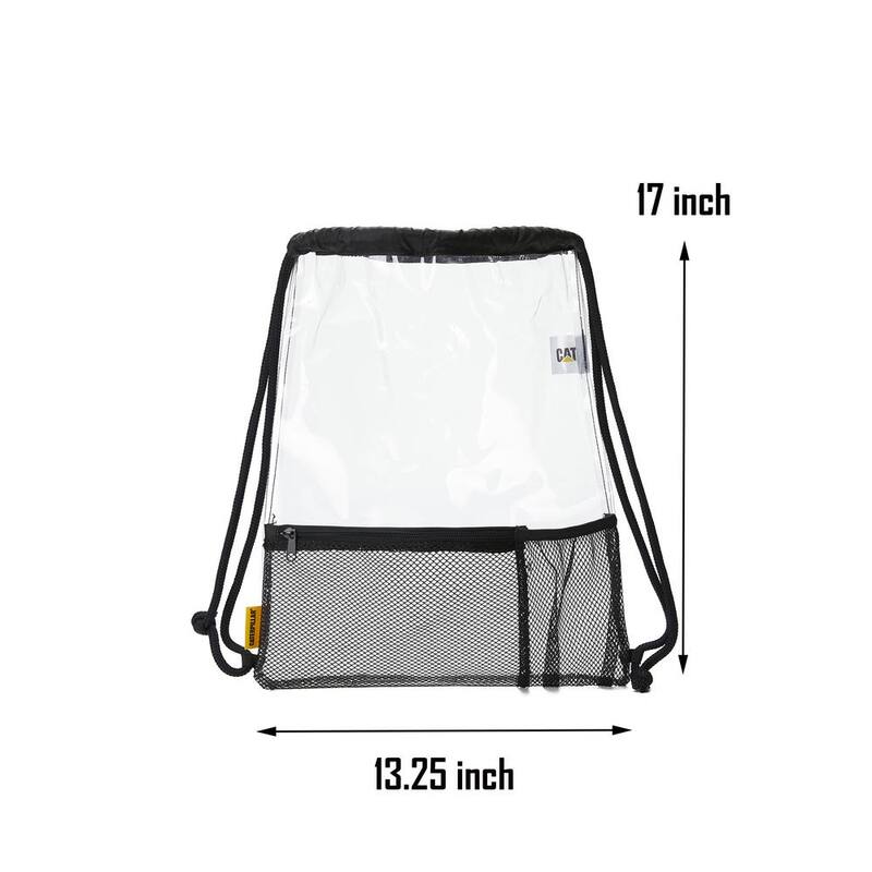 CAT Soft Bag, 13 in., 2 Pockets, Transparency, 100% Clear PVC, Drawstring Bag, Large Capacity, Easy Clean - 84729