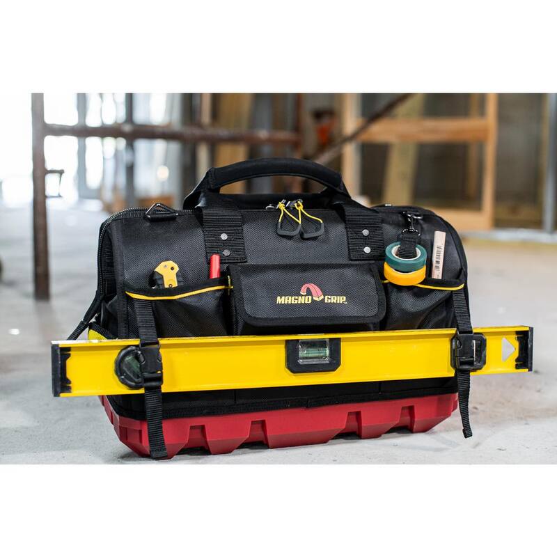 MagnoGrip RED Base Series 18 in. 22-Pocket Large Mouth Tool Bag, 8 Loops, Comfort Grip Handles, Adjustable Padded Shoulder Strap - 526-323