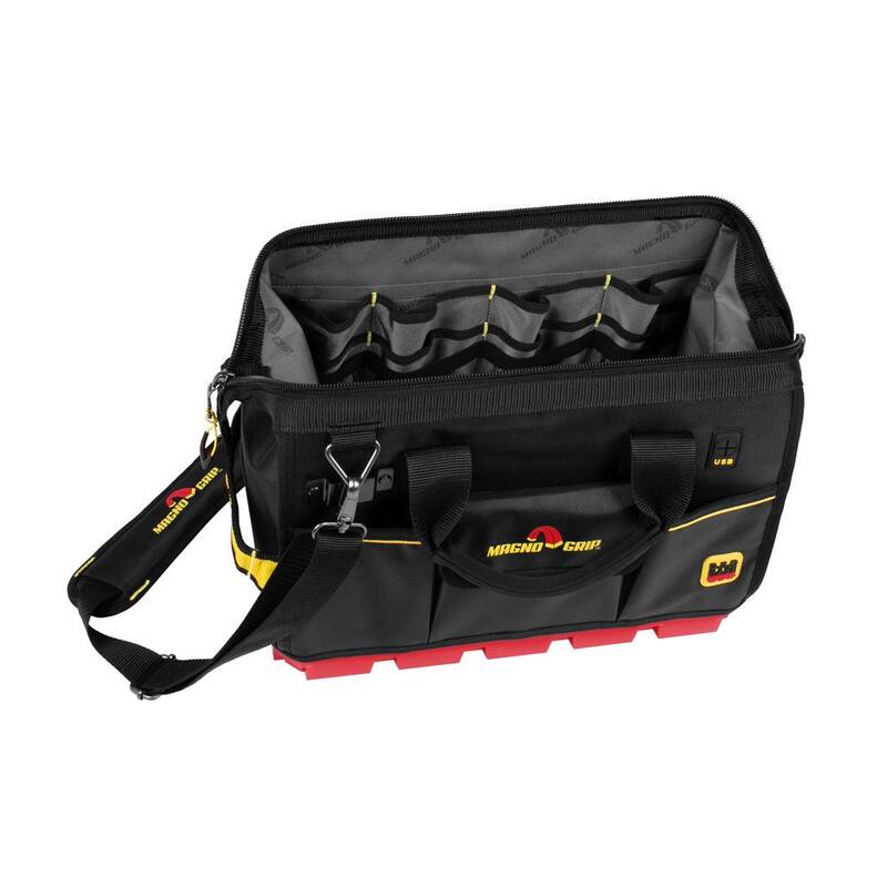 MagnoGrip RED Base Series 18 in. 22-Pocket Large Mouth Tool Bag, 8 Loops, Comfort Grip Handles, Adjustable Padded Shoulder Strap - 526-323