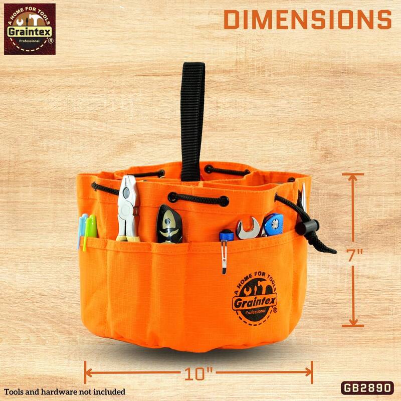 Graintex 10 in. 6-Pocket Grab Tool Bag with Drawstring Closure in Orange Canvas - GB2890