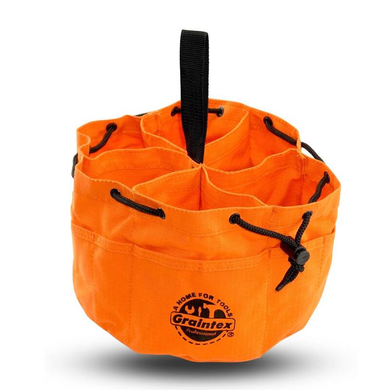 Graintex 10 in. 6-Pocket Grab Tool Bag with Drawstring Closure in Orange Canvas - GB2890