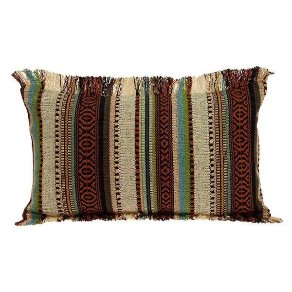 Homeroots 24 x 14 x 5 in. Bohemian Brown Fringe Throw Pillow - 383093
