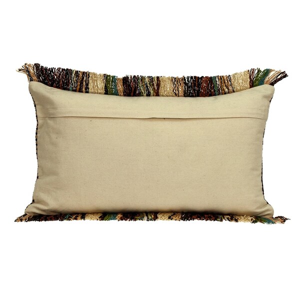 Homeroots 24 x 14 x 5 in. Bohemian Brown Fringe Throw Pillow - 383093
