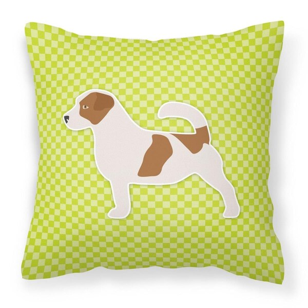 Jensendistributionservices Jack Russell Terrier Checkerboard Green Fabric Decorative Pillow - MI2550130