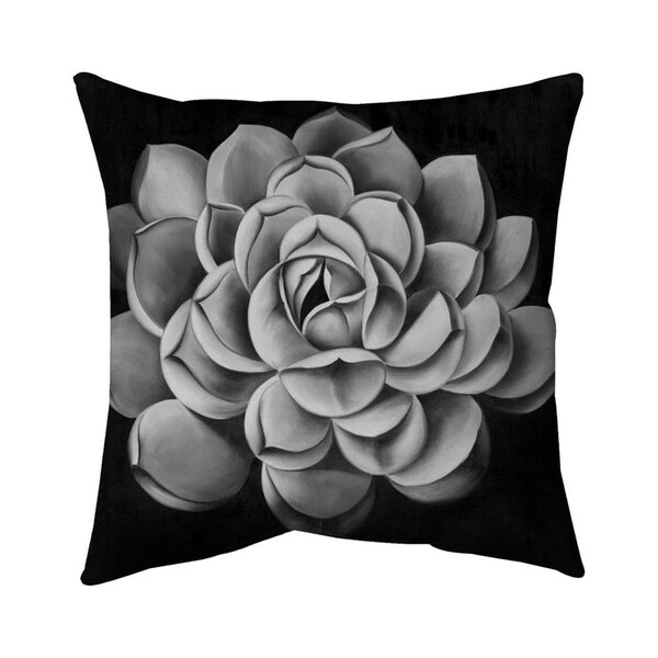 Begin Home Decor 20 x 20 in. Black & White Succulent-Double Sided Print Indoor Pillow - 5541-2020-FL93