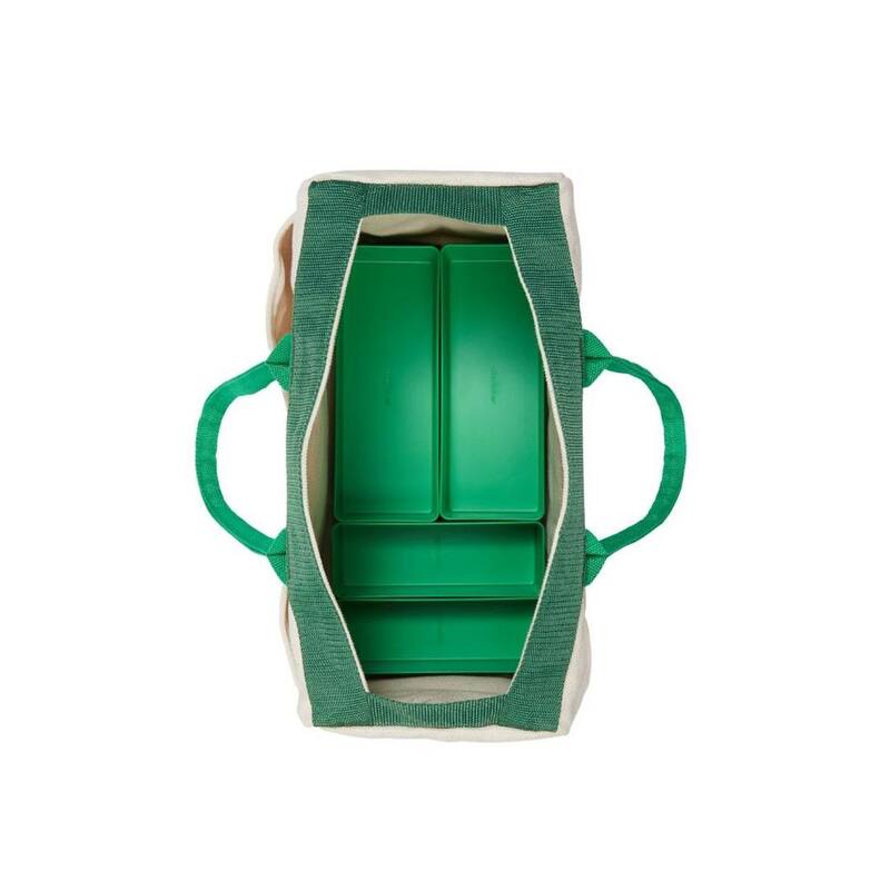 Character 14 in. 9 Pocket Green Canvas Tool Bag with 4 Green Storage Organizers - K-CHA-STG-BAG-GR-ORG