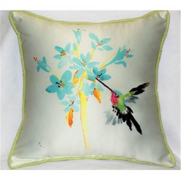 Betsy Drake Blue Hummingbird Throw Pillow- 18 x 18 in. - HJ331
