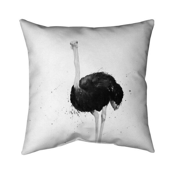Begin Home Decor 26 x 26 in. Ostrich In Watercolor-Double Sided Print Indoor Pillow - 5541-2626-AN457