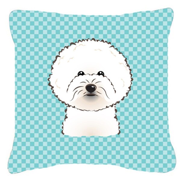 Jensendistributionservices Checkerboard Blue Bichon Frise Fabric Decorative Pillow, 18 x 18 In. - MI2555389