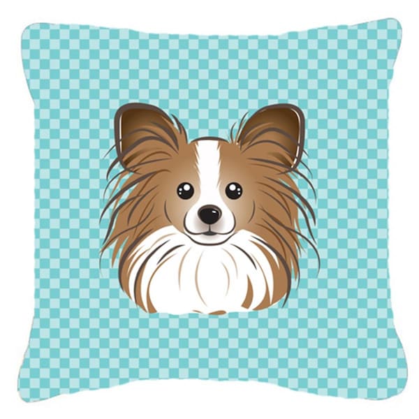 Jensendistributionservices Checkerboard Blue Papillon Fabric Decorative Pillow, 14 x 14 In. - MI2555357
