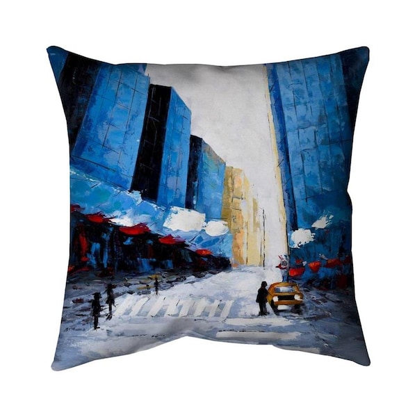 Begin Home Decor 26 x 26 in. Blue Buildings-Double Sided Print Indoor Pillow - 5541-2626-CI242