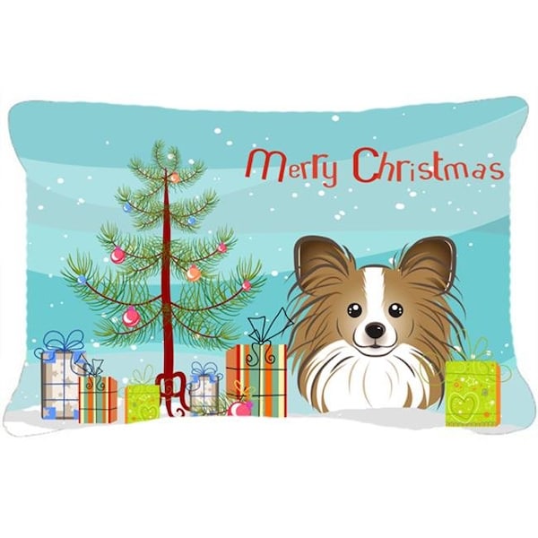 Carolines Treasures Carolines Treasures BB1620PW1216 Christmas Tree & Papillon Fabric Decorative Pillow - BB1620PW1216