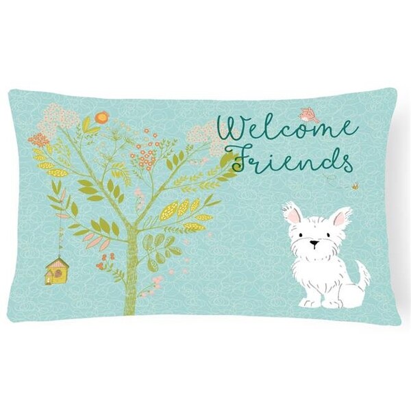 Carolines Treasures Carolines Treasures BB7640PW1216 Welcome Friends Westie Canvas Fabric Decorative Pillow; 12 x 16 in. - BB7640PW1216