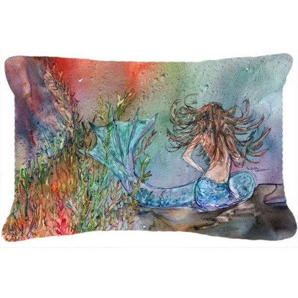 Carolines Treasures Carolines Treasures 8972PW1216 Brunette Mermaid Water Fantasy Fabric Decorative Pillow - 8972PW1216