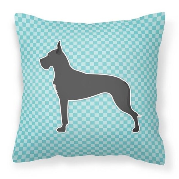 Carolines Treasures Carolines Treasures BB3775PW1414 Great Dane Checkerboard Blue Fabric Decorative Pillow - BB3775PW1414
