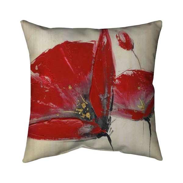 Fondo 26 x 26 in. Three Red Flowers-Double Sided Print Indoor Pillow - FO2774643