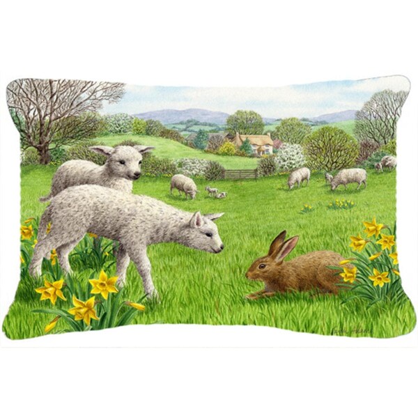 Carolines Treasures Lambs, Sheep & Rabbit Hare Fabric Decorative Pillow - CA78432