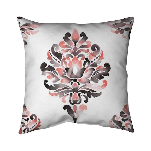 Fondo 26 x 26 in. Coral Baroque Ornament-Double Sided Print Indoor Pillow - FO2794168