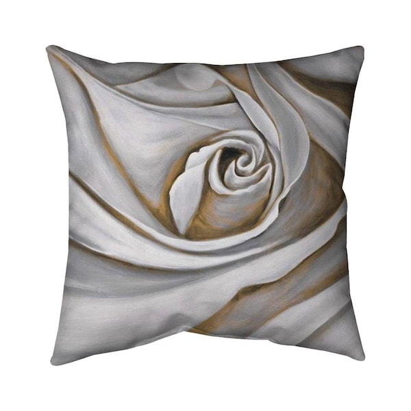 Fondo 26 x 26 in. White Rose Closeup-Double Sided Print Indoor Pillow - FO2794154