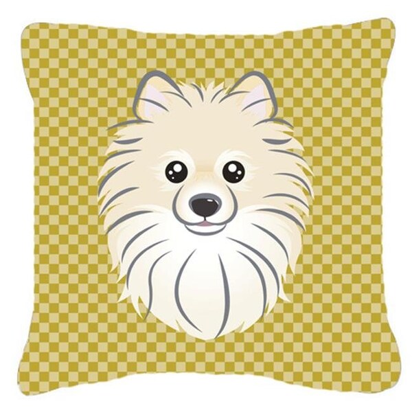 Carolines Treasures Carolines Treasures BB1135PW1414 Tan Checkered Pomeranian Indoor & Outdoor Fabric Decorative Pillow - BB1135PW1414