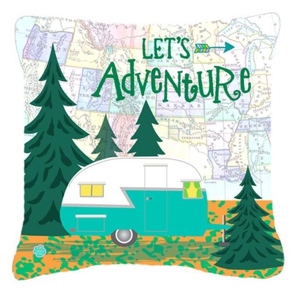 Carolines Treasures Carolines Treasures VHA3003PW1414 Lets Adventure Glamping Trailer Fabric Decorative Pillow - VHA3003PW1414