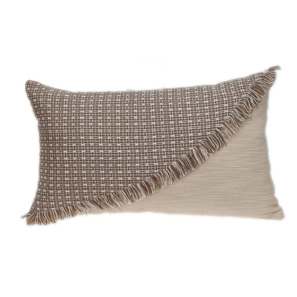 Homeroots 24 x 14 x 5 in. Sandy Beige Textured Throw Pillow - 383127