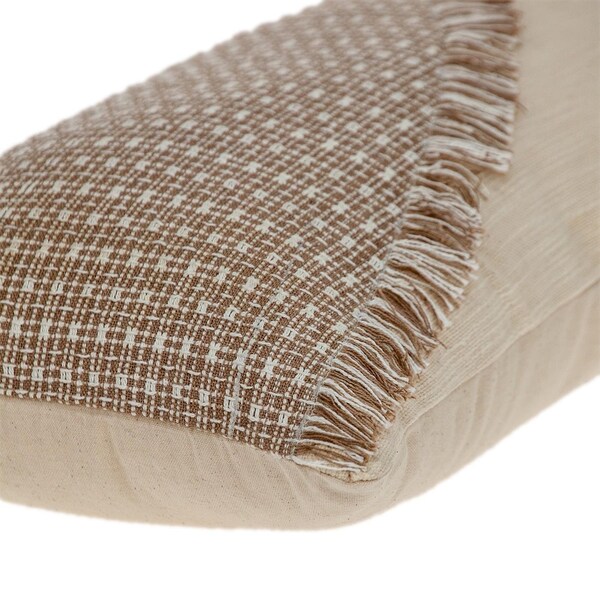 Homeroots 24 x 14 x 5 in. Sandy Beige Textured Throw Pillow - 383127