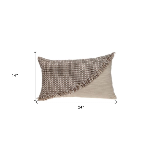 Homeroots 24 x 14 x 5 in. Sandy Beige Textured Throw Pillow - 383127