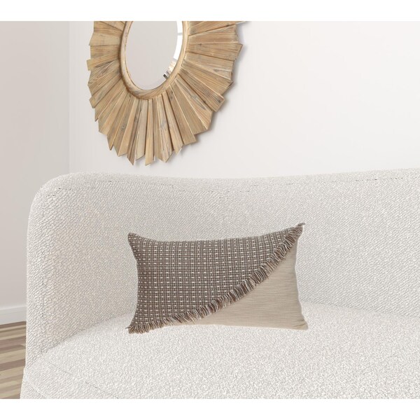 Homeroots 24 x 14 x 5 in. Sandy Beige Textured Throw Pillow - 383127