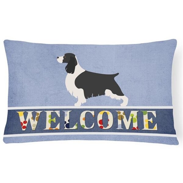 Carolines Treasures Carolines Treasures BB8273PW1216 English Springer Spaniel Welcome Canvas Fabric Decorative Pillow - BB8273PW1216