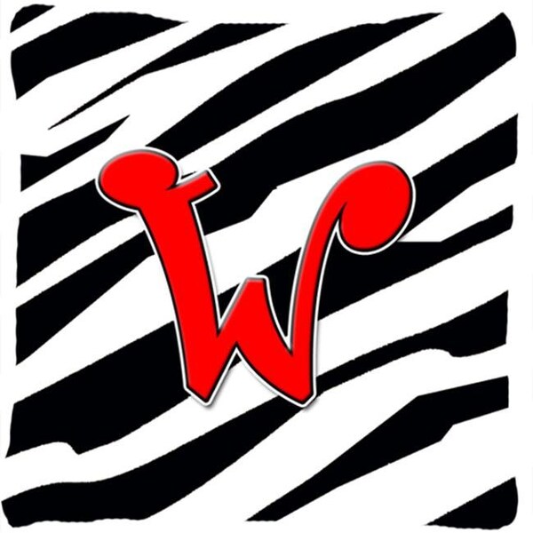 Carolines Treasures Carolines Treasures CJ1024-WPW1414 14 x 14 in. Monogram Initial W Zebra Red Decorative Fabric Pillow - CJ1024-WPW1414
