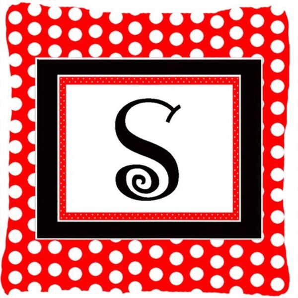 Carolines Treasures Carolines Treasures CJ1012-SPW1414 Monogram - Initial S Red Black Polka Dots Decorative Indoor & Outdoor Fabric Pillow - CJ1012-SPW1414