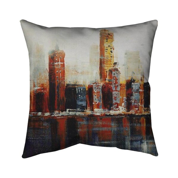 Fondo 20 x 20 in. Abstract Red Cityscape-Double Sided Print Indoor Pillow - FO2796335