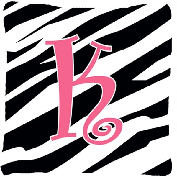 Carolines Treasures Carolines Treasures CJ1037-KPW1414 14 x 14 in. Monogram Initial K Zebra Stripe and Pink Fabric Decorative Pillow - CJ1037-KPW1414