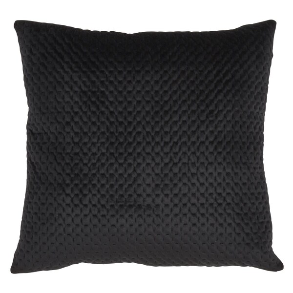 Saro 22 in. Pinsonic Velvet Square Pillow with Polly Filling, Black - 9036.BK22S