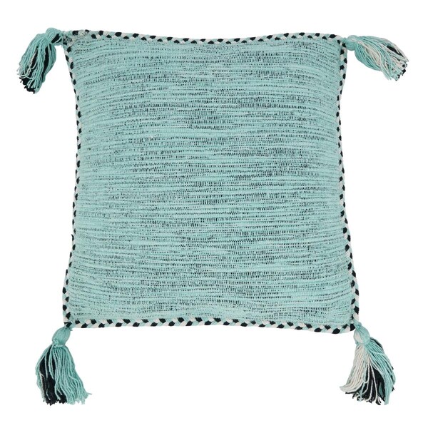 Saro 18 in. Braided Border Tassel Square Throw Pillow with Poly Filling - 2032.MN18SP