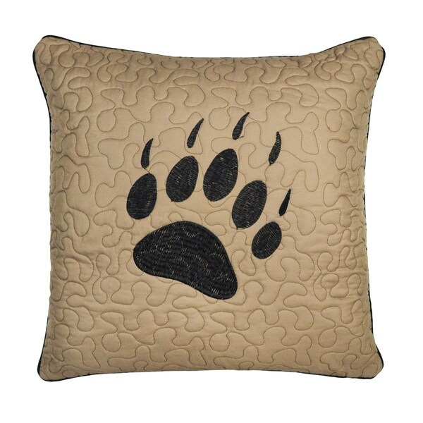 American Heritage Textiles Bear Walk Plaid Check Paw Decorative Pillow - 33464