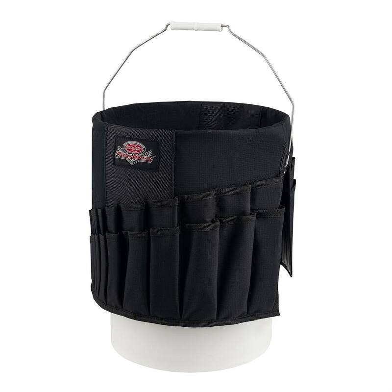 BUCKET BOSS Wrench Boss 5 Gal. Bucket Tool Organizer with 44 Pockets for Wrench Sets and Open Center Bulk Storage in Black - AB30020