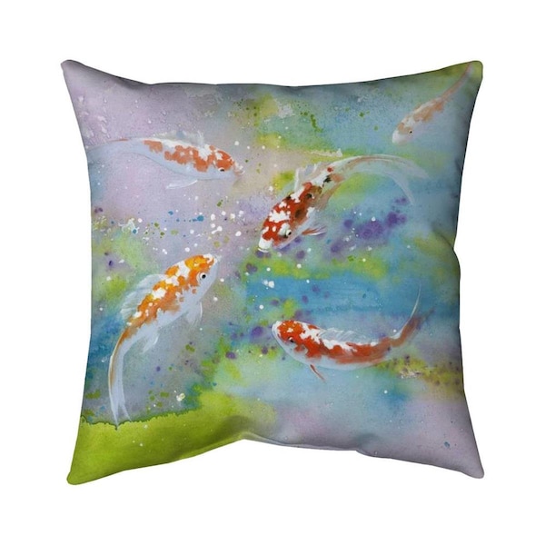 Fondo 26 x 26 in. Four Koi Fish Swimming-Double Sided Print Indoor Pillow - FO2798628