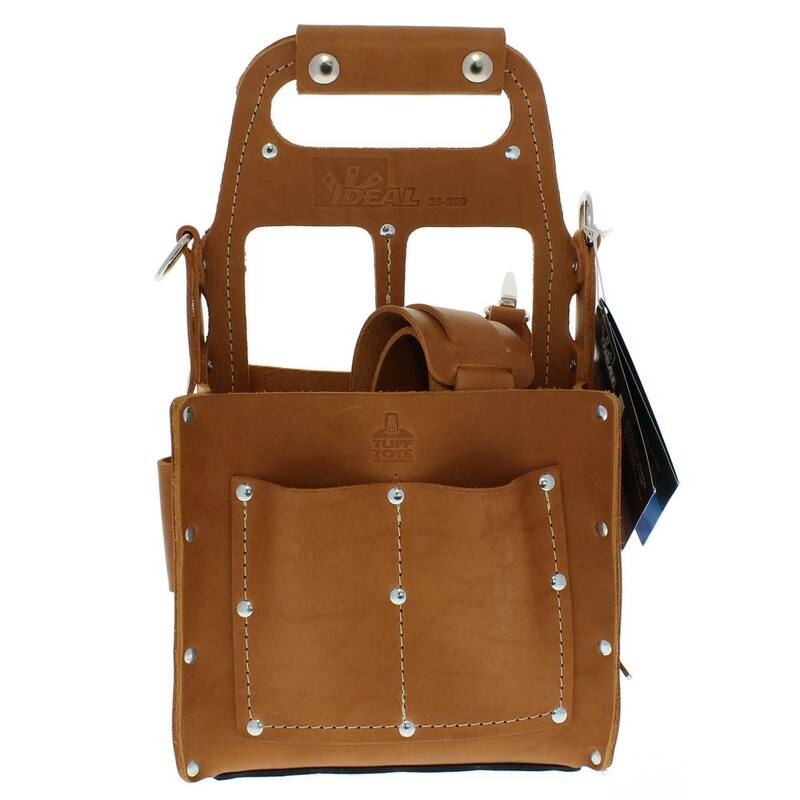 IDEAL Tuff-Tote 8 in. W 10-Pocket Premium Leather Tool Bag with Strap - 35-969