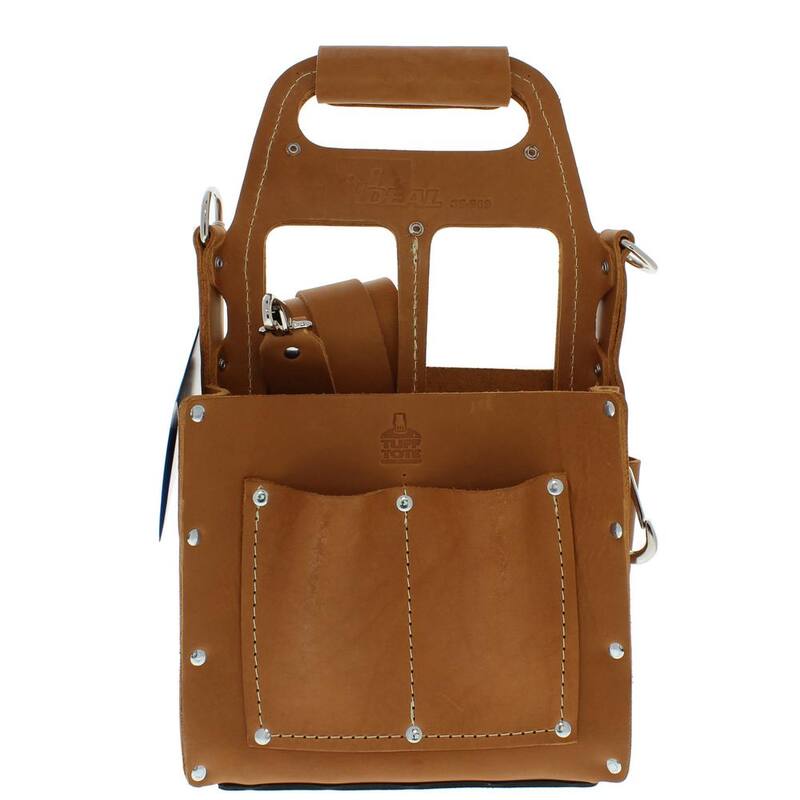 IDEAL Tuff-Tote 8 in. W 10-Pocket Premium Leather Tool Bag with Strap - 35-969
