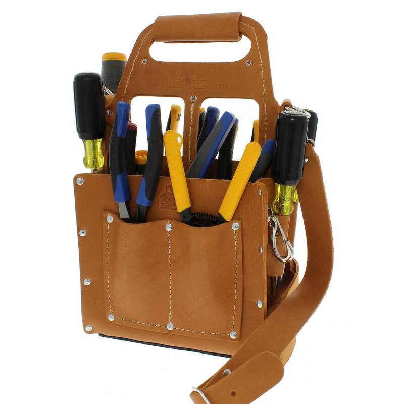 IDEAL Tuff-Tote 8 in. W 10-Pocket Premium Leather Tool Bag with Strap - 35-969