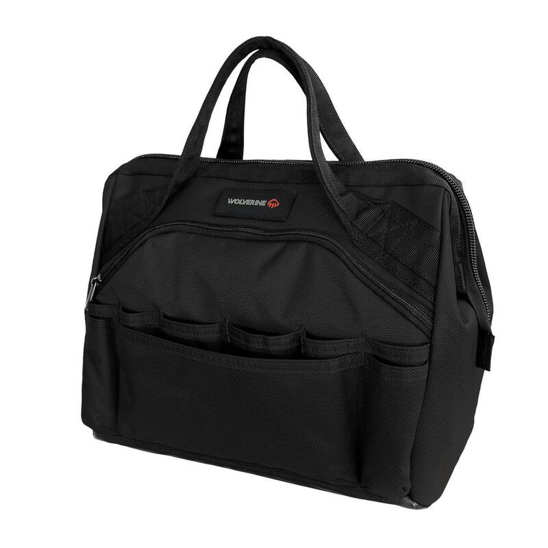 Wolverine 15 in. 29 Pocket Black Industrial Grade Nailhead Nylon Tool Bag with Shoulder Strap - WVB1000001