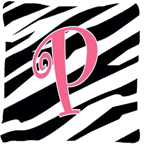 Carolines Treasures Carolines Treasures CJ1037-PPW1414 14 x 14 in. Monogram Initial P Zebra Stripe and Pink Fabric Decorative Pillow - CJ1037-PPW1414