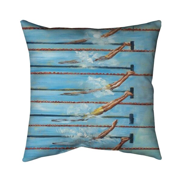 Fondo 26 x 26 in. Olympic Swimmers-Double Sided Print Indoor Pillow - FO2794081