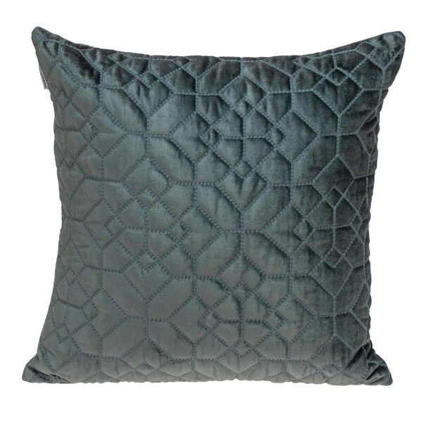 Palacedesigns Charcoal Quilted Velvet Geo Decorative Throw Pillow - PA3677279